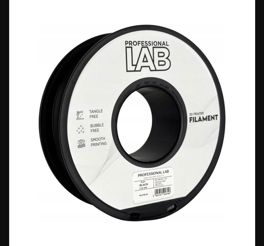 Filament PLA+ Professional Lab 1,75mm 1kg Czarny